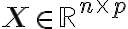 \mathbf{X} \in \mathbb{R}^{n \times p}